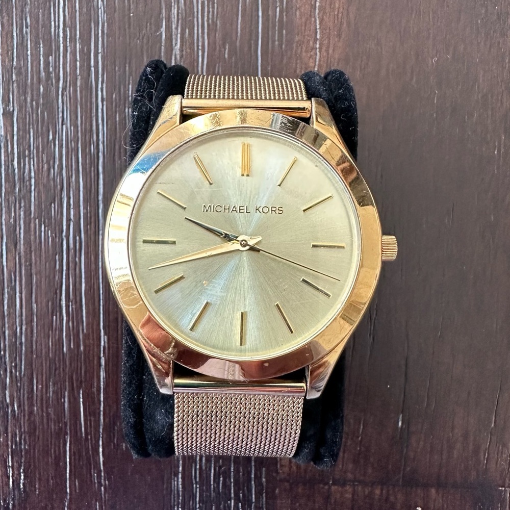 Michael Kors Gold Tone Mesh Stainless Steel Watch